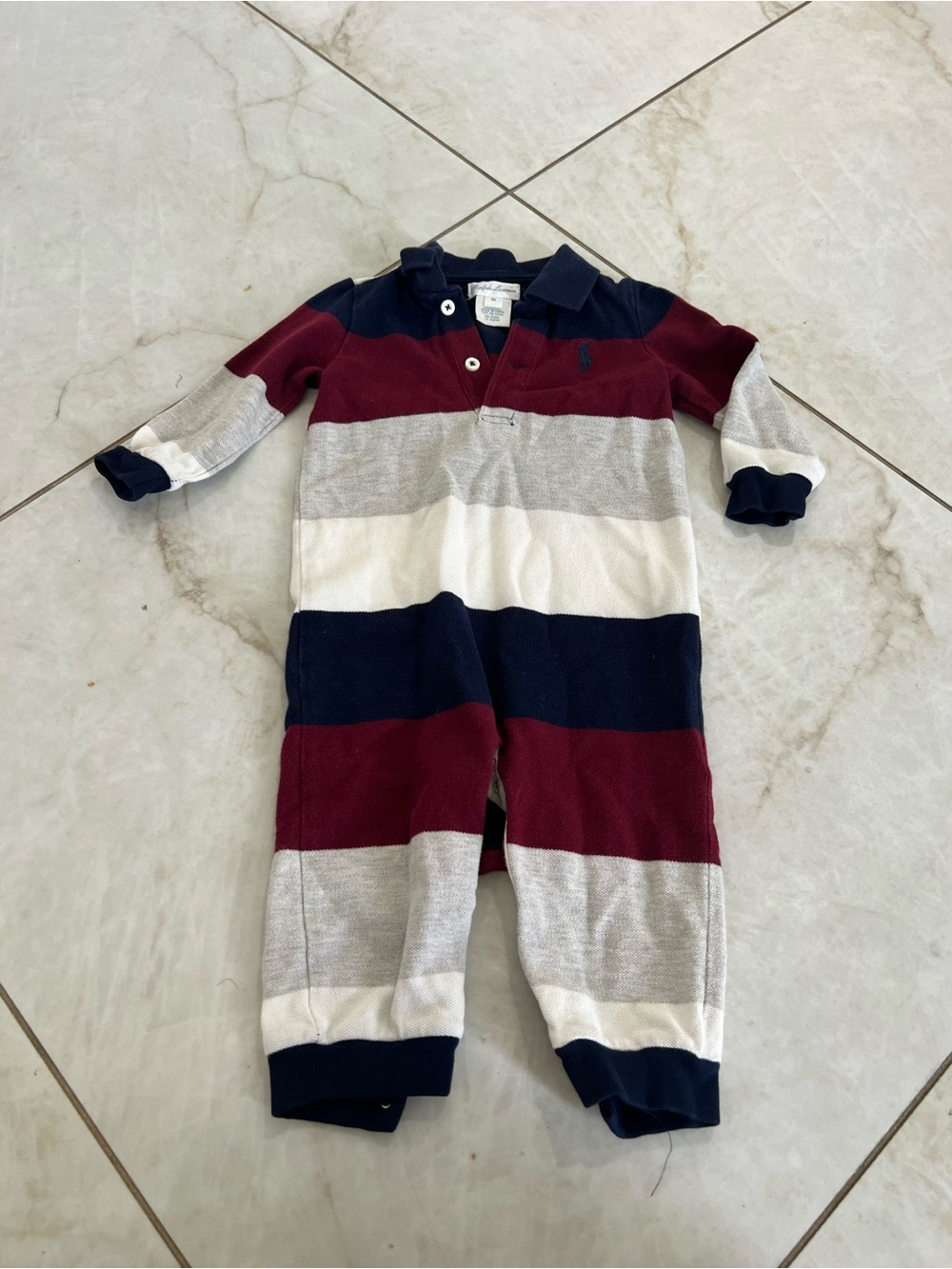 Ralph Lauren Multicolor Colorblock Rugby Striped Coverall One Piece Size 9 Mnth